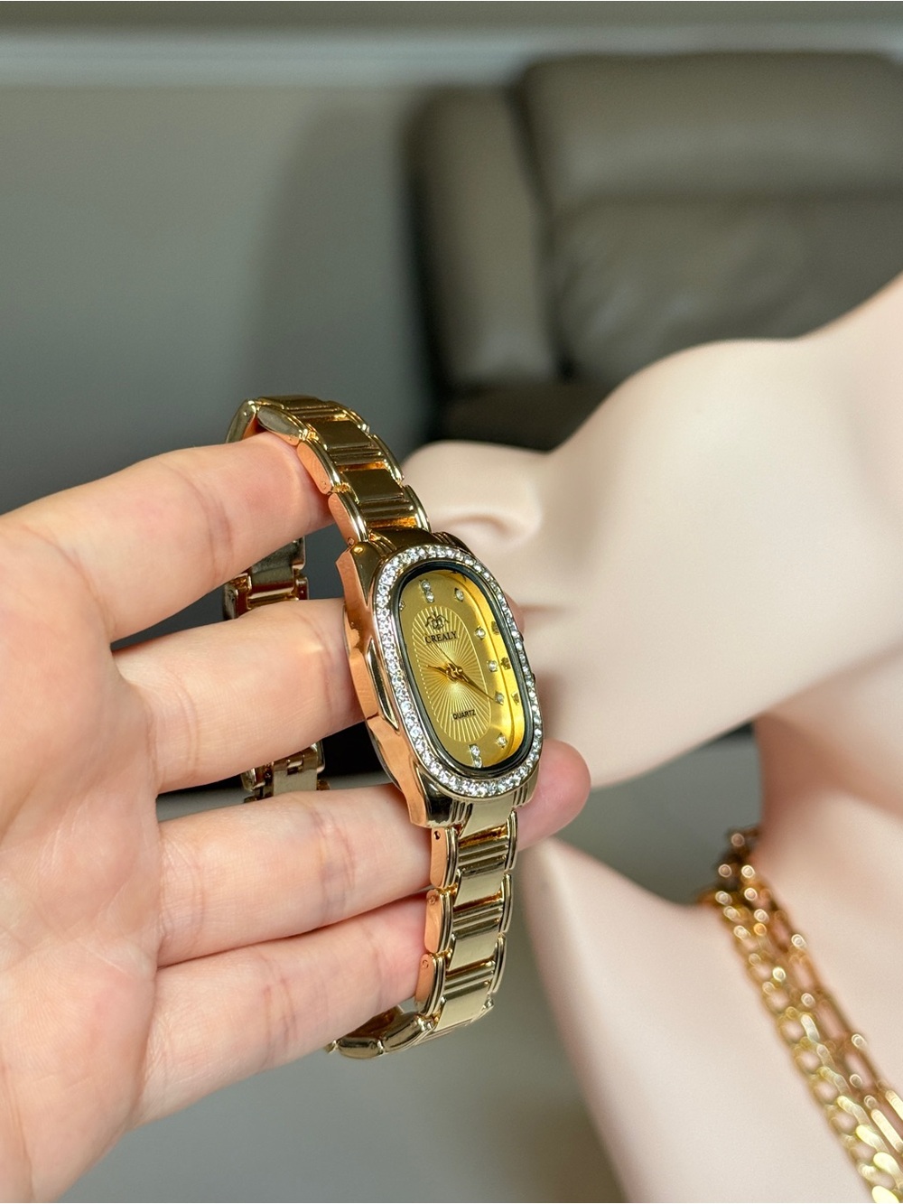 Gold Tone Women's Bracelet Watch with Crystal Accent - Picture 9 of 11